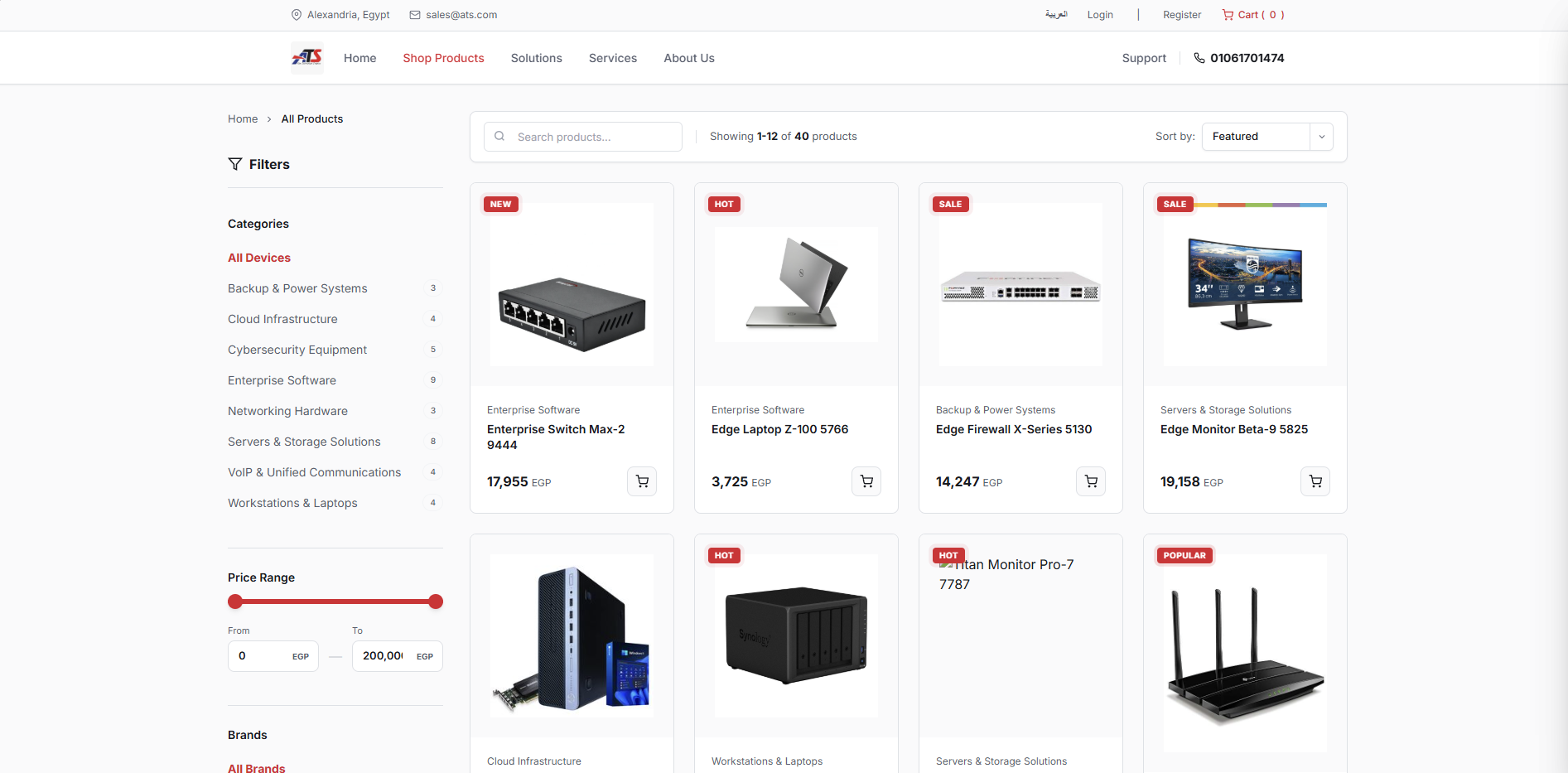 Services page